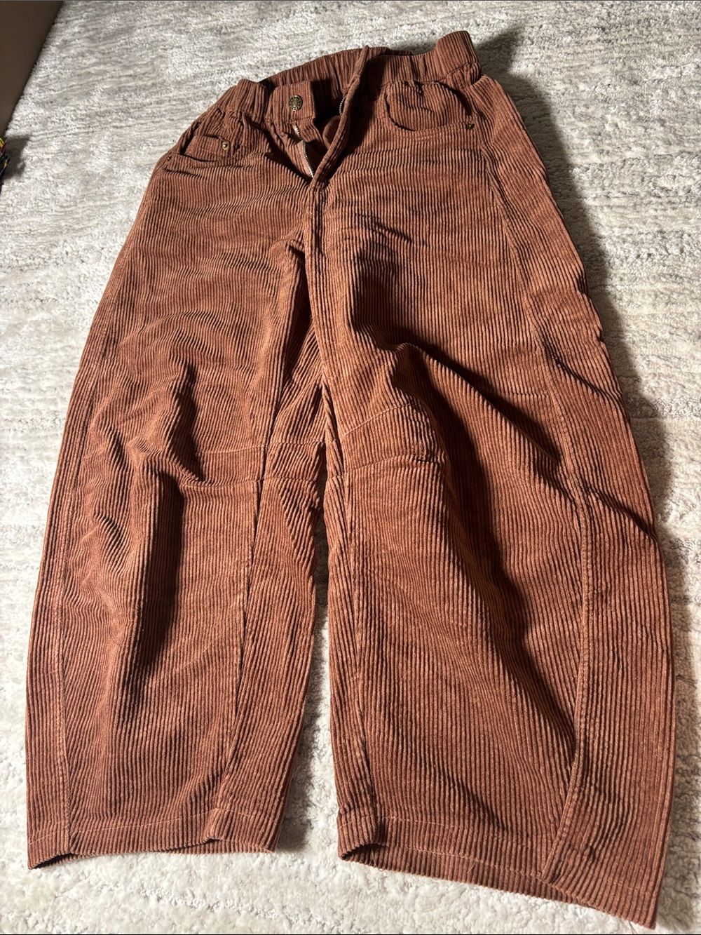 Wide Leg Corduroy Pants in Rust Brown